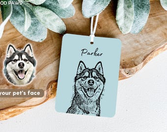 Ambientadores de coche personalizados para mascotas Ambientadores de coche personalizados con foto de perro Fragancia para gato Ambientador personal para coche Black Ice Aroma a pino para coche nuevo