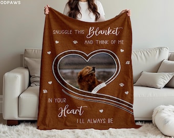 Custom Dog Memorial Blanket Using Pet Photo + Name Personalized Pet Memorial Gift Customize Dog Blankets Cat Picture Mom GiftPhoto Blanket
