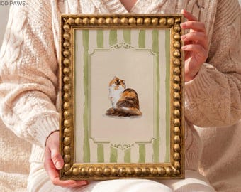 Personalized Watercolor Pet Sketch Portrait Painting Custom Cat Flower Design Dog Mom Gift