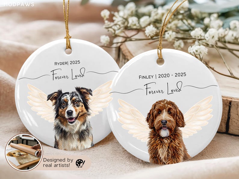 Personalized Pet Watercolor Memorial Ornament From Photo + Name ...