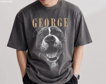 Custom Pet Sketch Portrait Shirt Personalized Dog Photo Tee Unique Cat Lover Gift Pet Memorial Keepsake T-Shirt