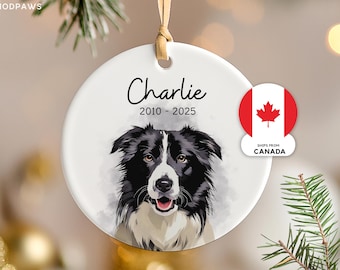 Décoration aquarelle personnalisée pour animal de compagnie à partir d'une photo - Cadeau de Noël personnalisé pour chien ou chat, souvenir commémoratif, décoration de Noël artisanale