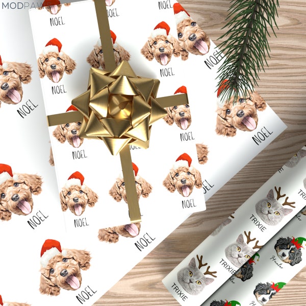 Custom Wrapping Paper Using Pet Photo Personalized Dog Christmas Wrapping Paper Cat Gift Wrapping Pet Gift Wrap Birthday Wrapping Paper