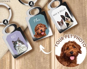 Custom Pet Keychain Pet Photo + Name Personalized Dog Keychain Custom Keychain Pet Memorial Keychain Custom Father's Day Gift Cat Keyring