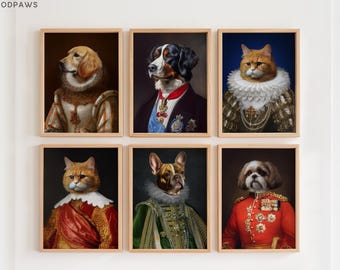 Custom Royal Pet Portraits Using Pet Photo King or Queen Personalized Digital Dog Cat Pet Custom Pet Art Personalized Pet Art Royalty