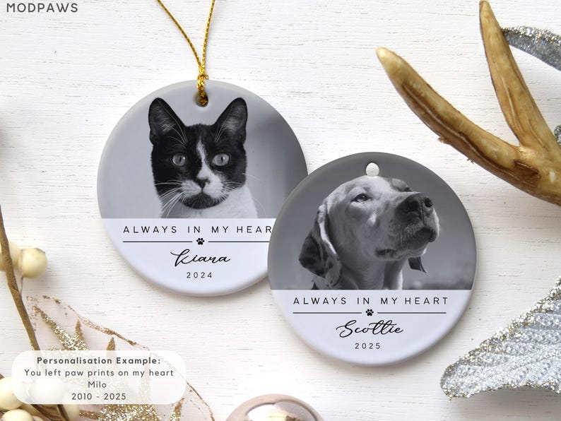 Personalized Pet Memorial Ornament Using Pet's Photo + Name - Custom ...