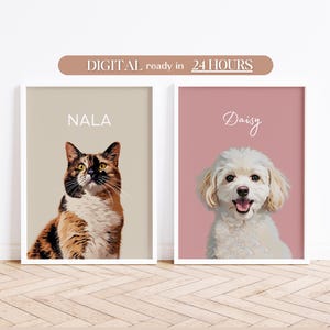 Niestandardowe portrety zwierząt domowych z wykorzystaniem zdjęć zwierząt domowych Spersonalizowane cyfrowe portrety psów Portrety kotów Niestandardowe portrety psów Niestandardowa sztuka dla zwierząt domowych Rysunki zwierząt domowych