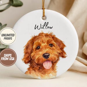 Personalized Pet Watercolor Ornament Using Pet's Photo + Name - Custom Cat Ornament Christmas Dog Ornament Personalized Dog Ornament Animal