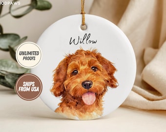 Personalized Pet Watercolor Ornament Using Pet's Photo + Name - Custom Cat Ornament Christmas Dog Ornament Personalized Dog Ornament Animal