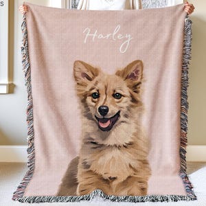 Benutzerdefinierte Haustier gewebte Decke mit Haustierfoto + Name Benutzerdefinierte Hundedecke Personalisierte Hundedecken Katzenbild Decke Haustier Fotodecke Hund Papa