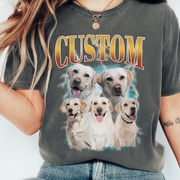 Custom Comfort Colors Vintage Pet Shirt Pet Photo + Name Custom Dog Shirt Personalized Shirt Custom T Shirts for Humans Cat Shirt 90's Tee