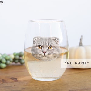 Custom Wine Glasses Using Pet Photo Name Custom Cat Red Wine Glasses Personalized Dog Wine Stemless Glass Custom Pet White Wine Glass image 2