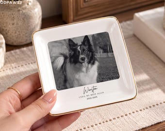 Personalisierte Schmuckschale mit Foto für Haustiere, Hunderingschale, Katzen-Gedenkschmuckhalter