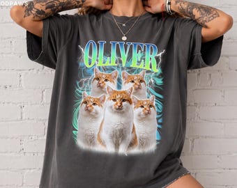 Custom Comfort Colors Vintage Bootleg Cat Shirt Cat Photo Portrait Graphic Tee New Launch Sale Gift