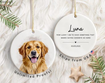 Gepersonaliseerd aquarelornament huisdier met foto en naam van huisdier - aangepast ornament hond kerstornament Gepersonaliseerde hondenornament aangepaste hond