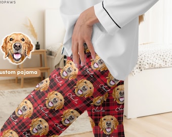 Custom Pet Pajamas Using Pet Photo + Name Personalized Dog Pajamas Custom Cat Pyjamas Dog Pjs Cat Pajamas for Women Puppy Christmas Pajamas