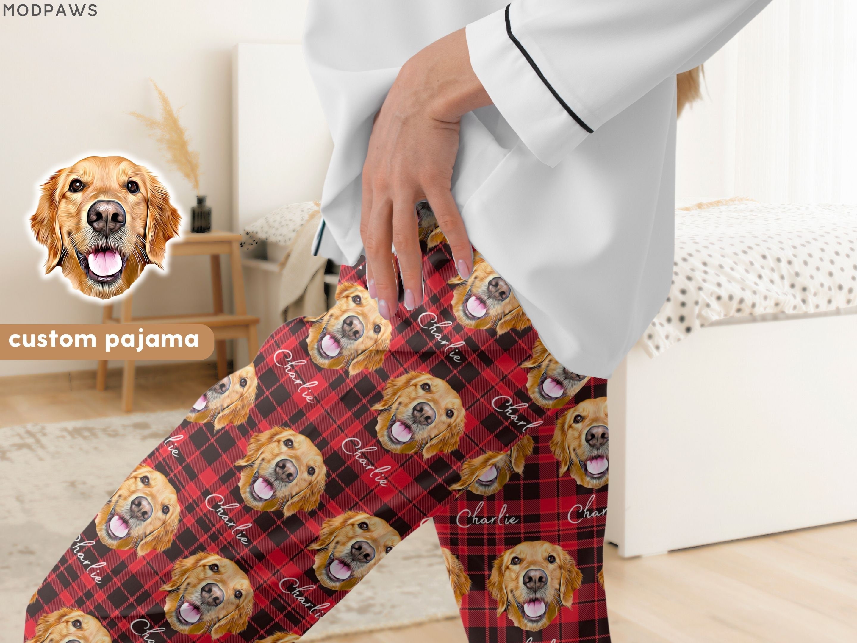 Custom Pet Pajamas Using Pet Photo + Name Personalized Dog Pajamas Custom Cat Pyjamas Dog Pjs Cat Pajamas for Women Puppy Christmas Pajamas