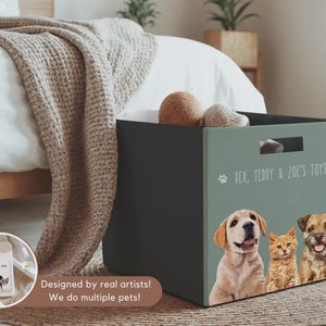 Custom Pet Toy Box Using Pet Photo Personalized Toy Box for Dog Toys Personalized Cat Toy Basket Custom Dog Toy Bin Cat Toy Storage Basket image 5