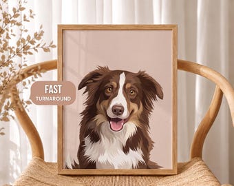Personalized Dog Painting Digital Cat Print Custom Animal Art Poster Memorial Gift Illustration Canvas Wall