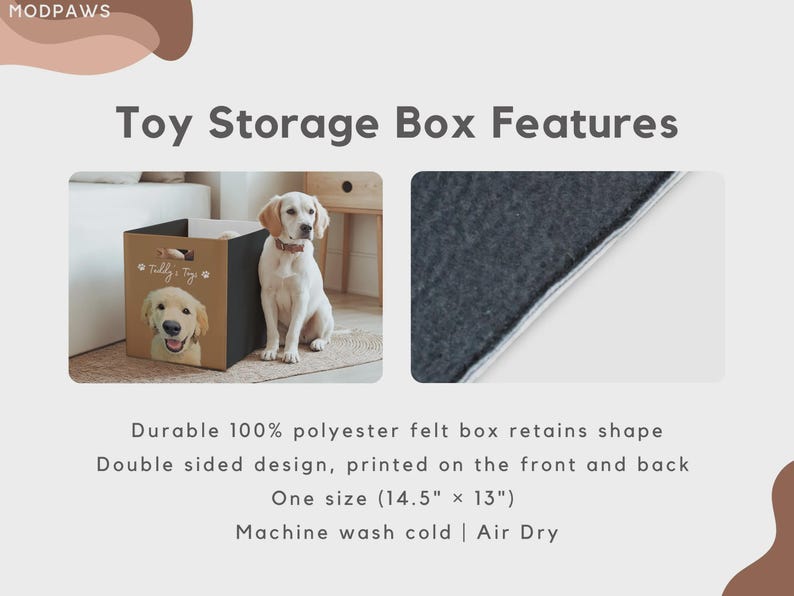 Custom Pet Toy Box Using Pet Photo Personalized Toy Box for Dog Toys Personalized Cat Toy Basket Custom Dog Toy Bin Cat Toy Storage Basket image 7