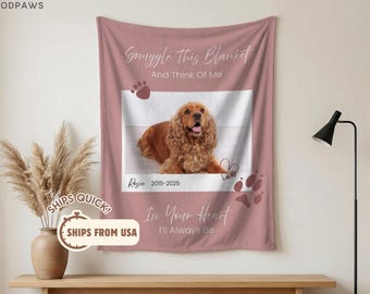 Custom Dog Photo Memorial Blanket Personalized Pet Sympathy Gift Loss Remembrance Throw