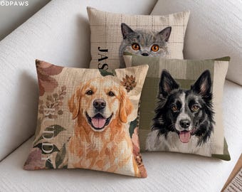 Individuell gestaltetes Kissen mit Haustierfoto, personalisiert mit Hunde- oder Katzenporträt, Wohnaccessoire