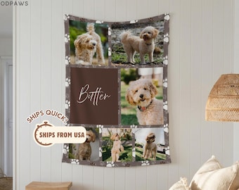 Personalized Pet Loss Sympathy Gift Custom Dog Memorial Collage Photo Blanket Remembrance Throw
