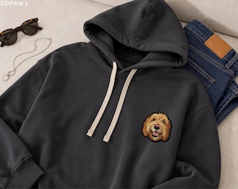 Embroidered Pet Photo Comfort Colors Hoodie Personalized Dog Name Custom Sweatshirt Apparel Present for Cat Owners