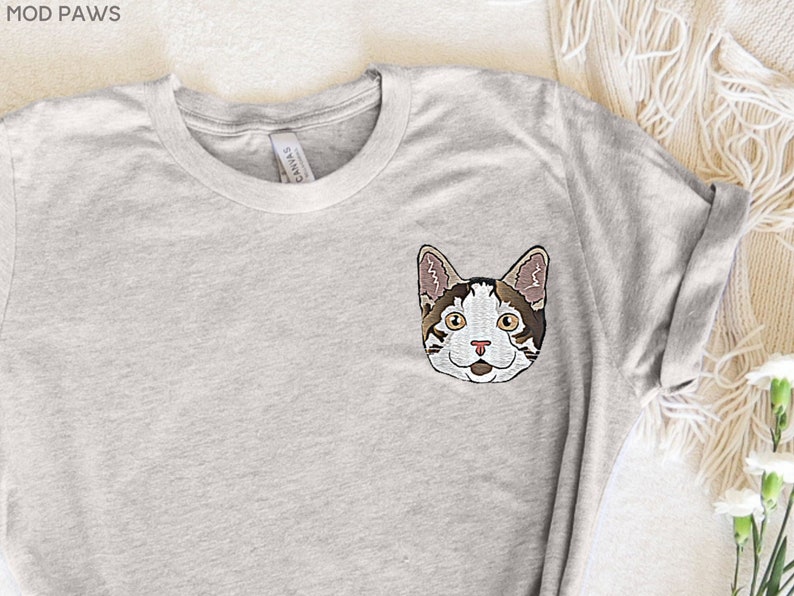 Custom EMBROIDERED Pet Shirt Pet Photo Name Custom Dog Shirt Personalized Dog Shirt Custom Dog T Shirts Custom Cat Shirt T-Shirts image 2