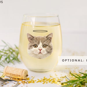 Custom Wine Glasses Using Pet Photo Name Custom Cat Red Wine Glasses Personalized Dog Wine Stemless Glass Custom Pet White Wine Glass image 7