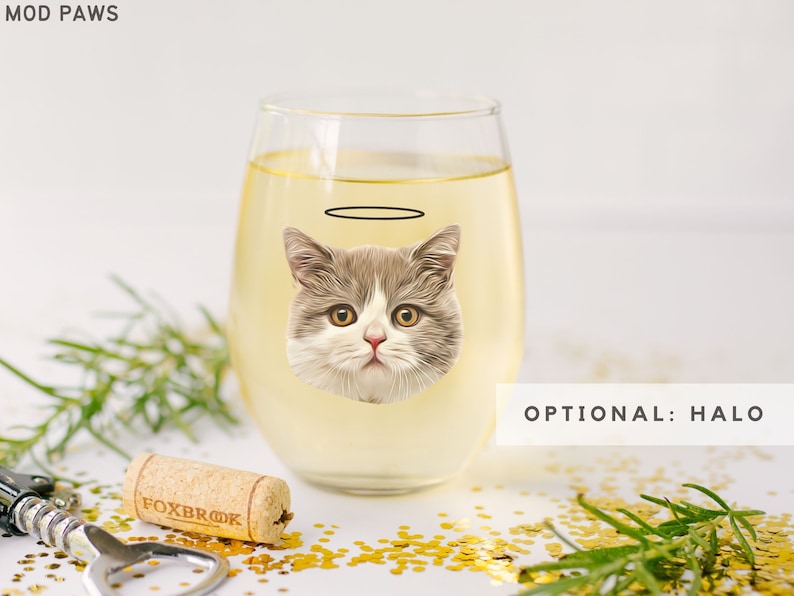 Custom Wine Glasses Using Pet Photo Name Custom Cat Red Wine Glasses Personalized Dog Wine Stemless Glass Custom Pet White Wine Glass image 7