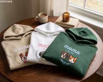 Custom Dog Mama Embroidered Hoodie with Sleeve Embroidery – Personalized Pet and Dog Hooded Sweatshirt