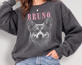Custom Comfort Colors® Dog Line Art Sweatshirt Personalized Cat Sketch Photo Gift Sweater