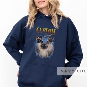 Sudadera con capucha vintage personalizada para mascotas usando foto de mascota + nombre sudadera con capucha personalizada para perros sudadera con capucha para perros personalizada sudadera con capucha personalizada para mascotas con capucha de los años 90 retro