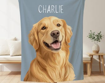 Personalized Pet Photo Blanket with Name - Custom Dog Portrait Gift for Cat Moms