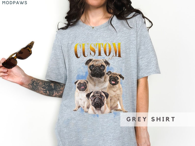 Custom Vintage Pet Shirt Pet Photo Name Custom Dog Shirt Personalized Dog Shirt Custom Dog T Shirts for Humans Custom Cat Shirt 90's Tee zdjęcie 6