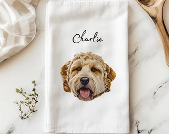 Custom Pet Tea Towel Using Pet Photo + Pet Name Personalized Cat Kitchen Towels Custom Dog Dish Towels Custom Dog Towel Custom Cat Towel