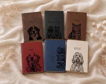 Custom Vegan Leather Journal Engraved Pet Photo Name Personalized Dog Laser Etched Notebook Custom Cat Planner