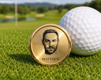 Custom Human Photo Sketch Golf Ball Marker Engraved Stainless Steel Personalized Pet Portrait Fathers Day Gift
