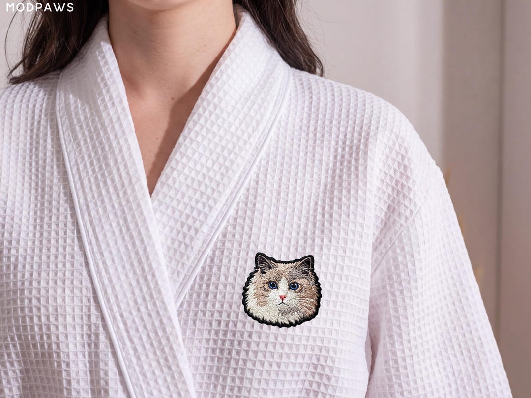 Custom Cat Photo Embroidered Waffle Robe Personalized Pet Dog Mom Gift ...