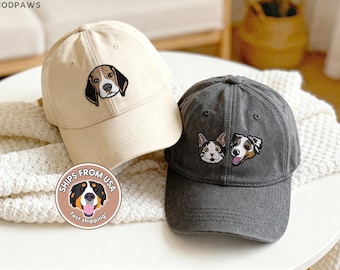 Custom Embroidered Pet Photo Dad Hat – Personalized Dog and Cat Baseball Cap
