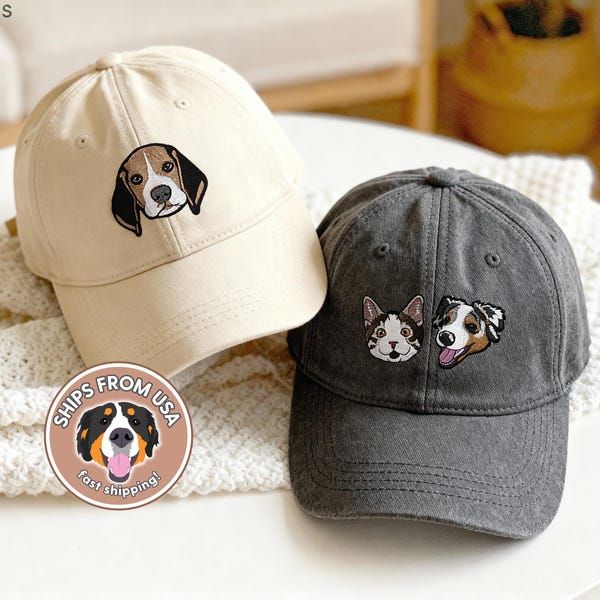 Custom Embroidered Pet Photo Dad Hat – Personalized Dog and Cat Baseball Cap