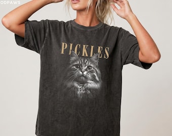 Custom Cat Sketch Portrait Shirt Personalized Pet Photo Tee Comfort Colors Clothes Cat Apparel