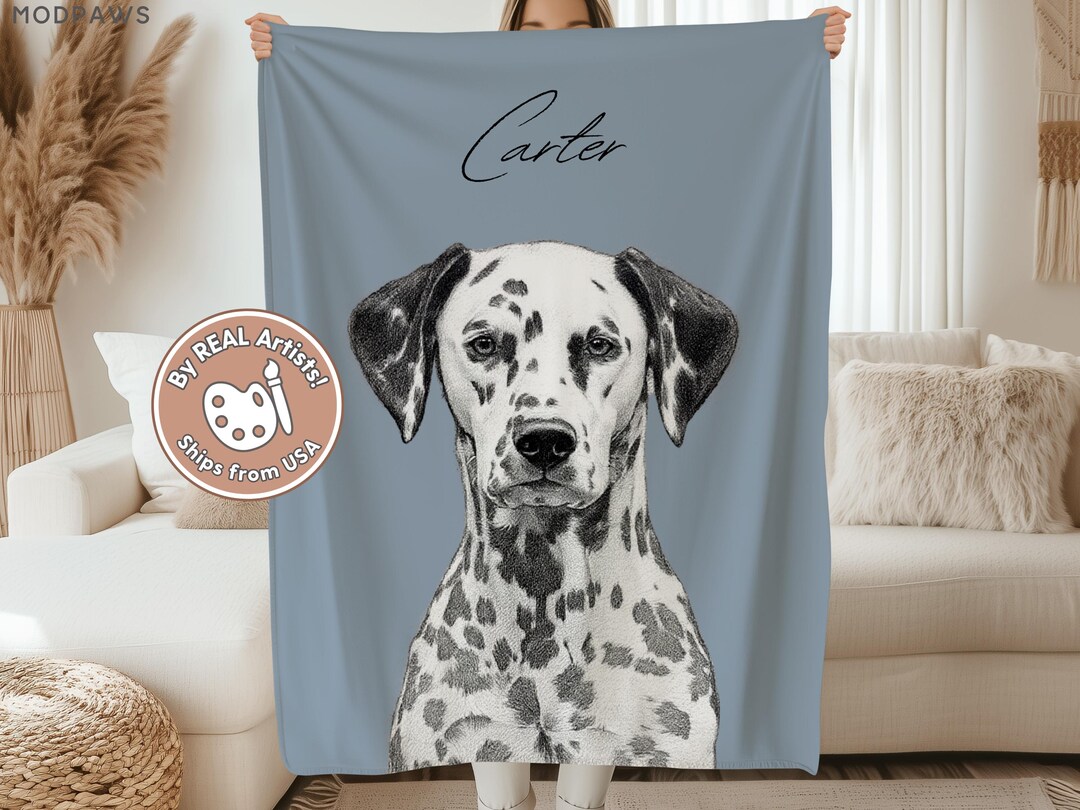 Custom Pet Blanket From Photo + Name – Personalized Dog & Cat Portrait ...