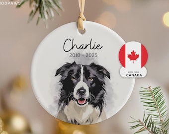 Ornement personnalisé aquarelle pour animal de compagnie d'après photo – Cadeau de Noël personnalisé pour chien ou chat, souvenir commémoratif, décoration de Noël artisanale Canada