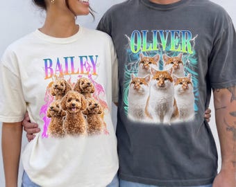 Custom Comfort Colors Vintage Bootleg Pet Shirt Personalized Dog Cat Photo Portrait New Launch Tee