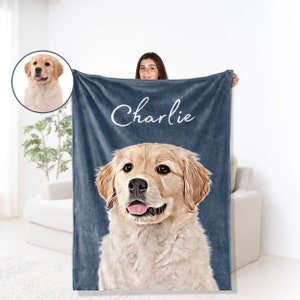 Custom Pet Blanket Using Pet Photo + Name Custom Dog Blanket Personalized Dog Blankets Cat Picture Blanket Pet Photo Blanket Dog Dad Gift