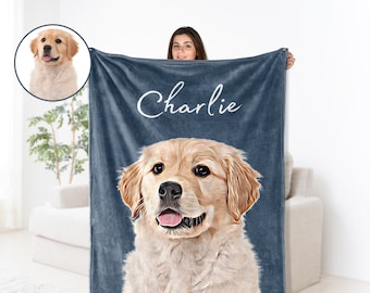 Custom Pet Blanket Using Pet Photo + Name Custom Dog Blanket Personalized Dog Blankets Cat Picture Blanket Pet Photo Blanket Dog Dad Gift