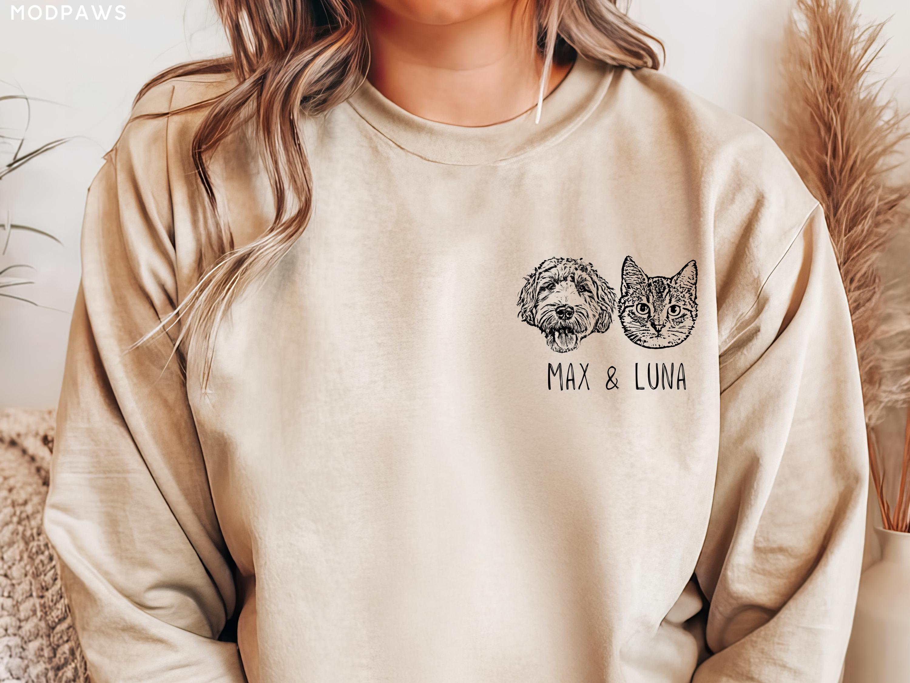 Custom Pet Sweater Using Pet Photo + Name Custom Dog Portrait Sweater Personalized Dog Pullover Dog Sweatshirt Dog Mom Gift Custom Cat Shirt