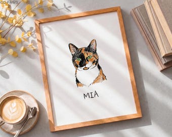 Custom Scribble Watercolor Cat Portraits | Personalized Pet  Dog Memorial Art Gift Painting